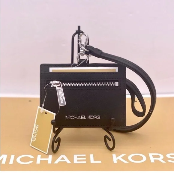 Michael Kors Black Card Wallet Lanyard - Picture 5 of 9